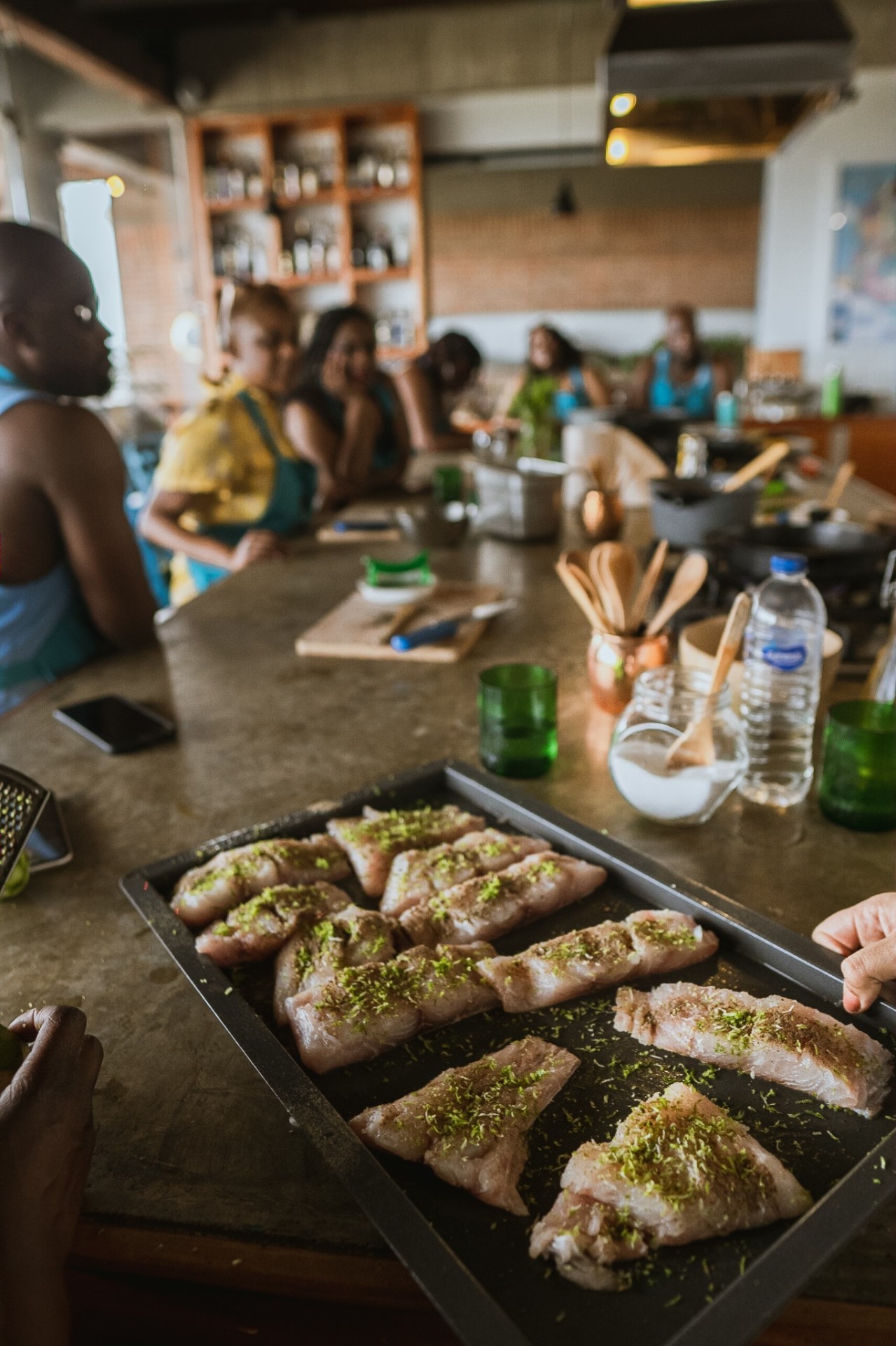 Fresh fish prepared with lime during the Taste & Transform cooking phase at Lunático